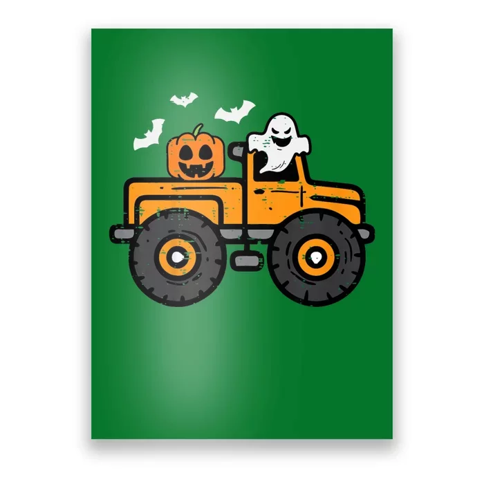 Monster Truck Ghost Pumpkin Halloween Costume Poster