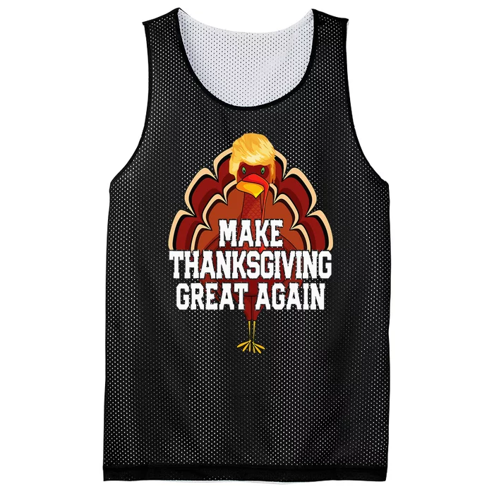 MAKE THANKSGIVING GREAT AGAIN Trump Turkey Funny 2024 Gift Mesh Reversible Basketball Jersey Tank