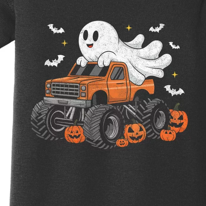 Monster Truck Ghost Pumpkin Halloween Costume Baby Bodysuit