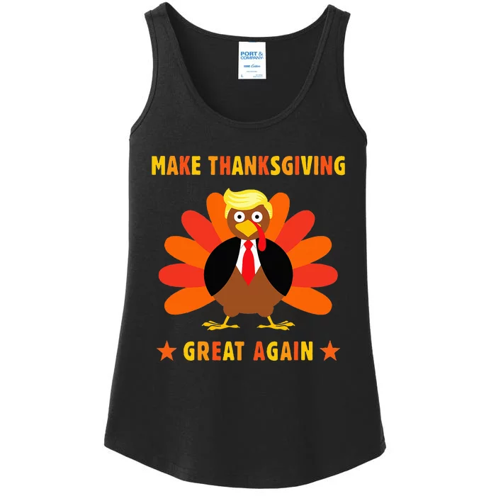 Make Thanksgiving Great Again Trump Turkey Funny Ladies Essential Tank