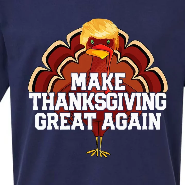 Make Thanksgiving Great Again Trump Turkey Funny 2024 Gift Sueded Cloud Jersey T-Shirt