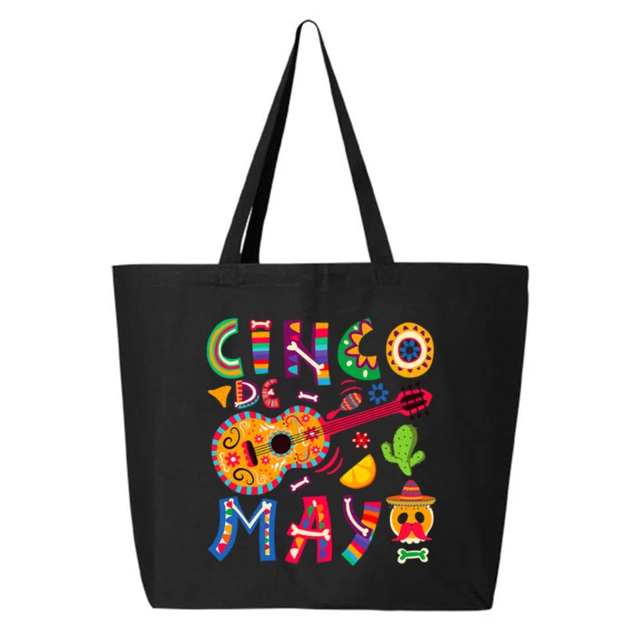 Mexican Taco Guitar Fiesta Cinco De Mayo 5 De Mayo Mexican Fiesta 25L Jumbo Tote