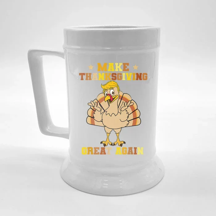 Make Thanksgivings Great Again Trump Turkey 2024 Front & Back Beer Stein