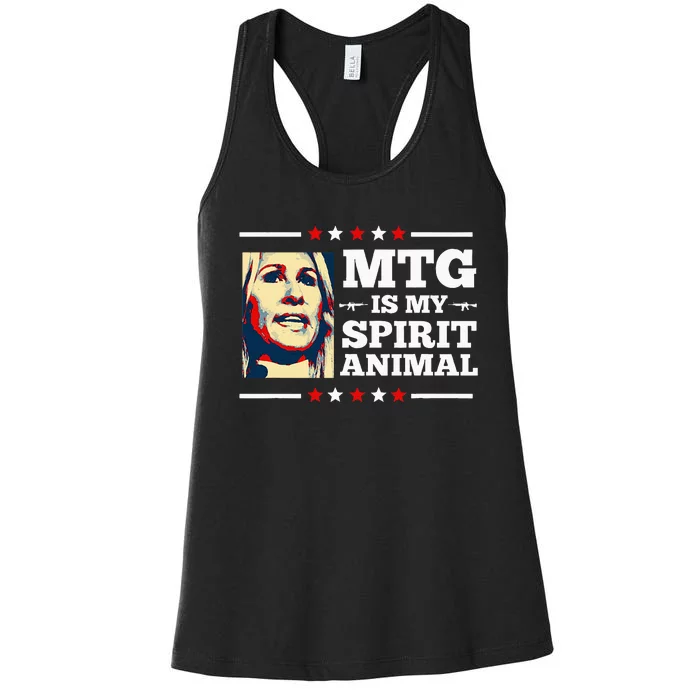 Marjorie Taylor Greene Mtg Is My Spirit Animal Political Women's Racerback Tank