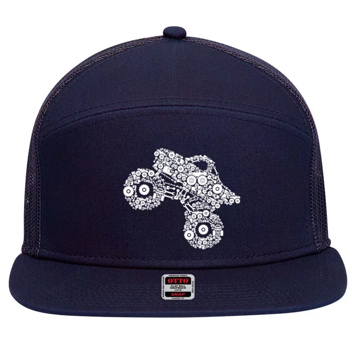 Monster Truck Gift 7 Panel Mesh Trucker Snapback Hat