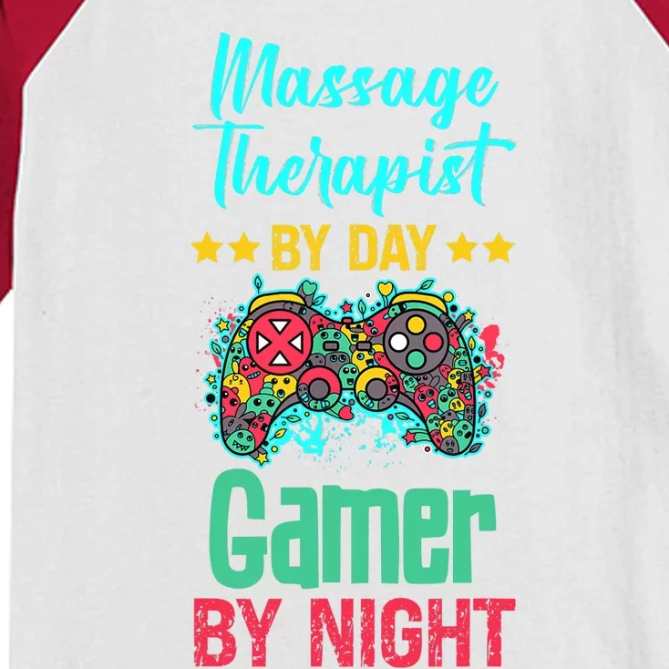 Massage Therapist Gaming Lover Funny Novelty Kids Colorblock Raglan Jersey