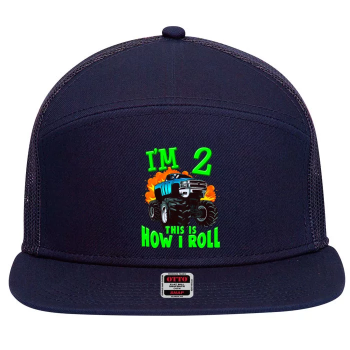 Monster Truck Girl Boy Im 2 This Is How I Roll 7 Panel Mesh Trucker Snapback Hat