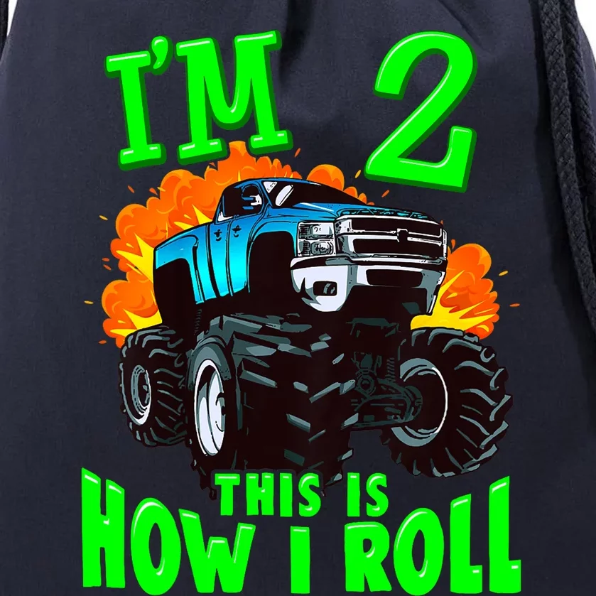 Monster Truck Girl Boy Im 2 This Is How I Roll Drawstring Bag