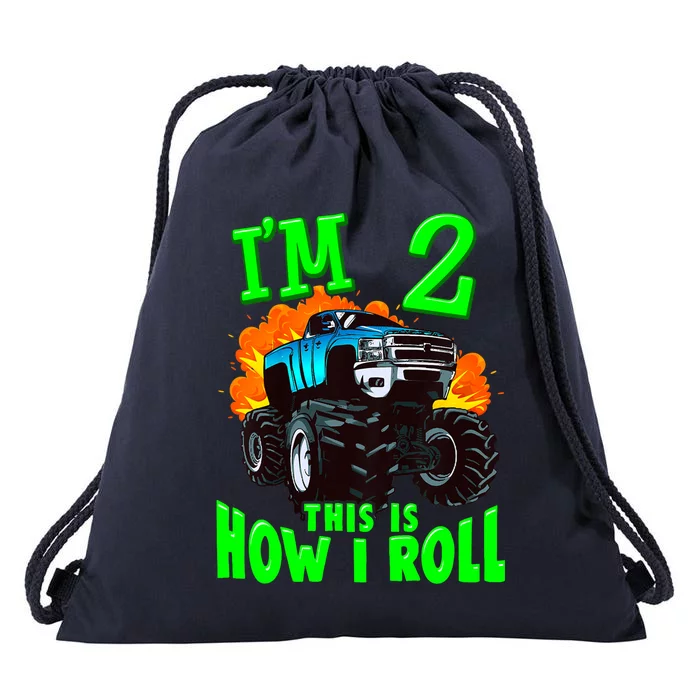 Monster Truck Girl Boy Im 2 This Is How I Roll Drawstring Bag