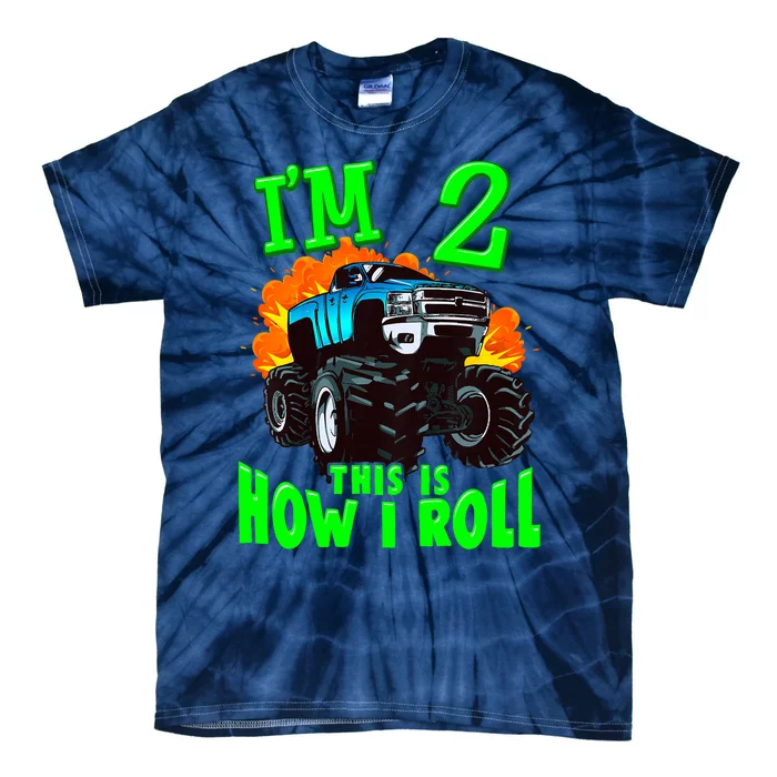 Monster Truck Girl Boy Im 2 This Is How I Roll Tie-Dye T-Shirt