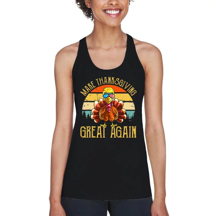 Make Thanksgiving Great Again Trump Turkey Vintage Gift Women's Racerback Tank