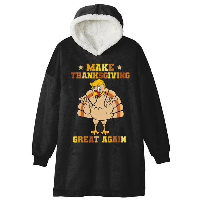 Make Thanksgivings Great Again Trump Turkey 2024 Hooded Wearable Blanket