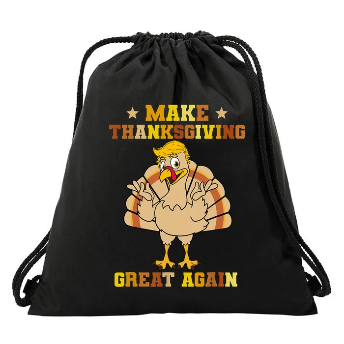 Make Thanksgivings Great Again Trump Turkey 2024 Drawstring Bag