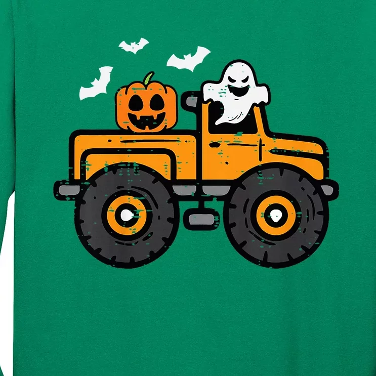 Monster Truck Ghost Pumpkin Halloween Costume Long Sleeve Shirt