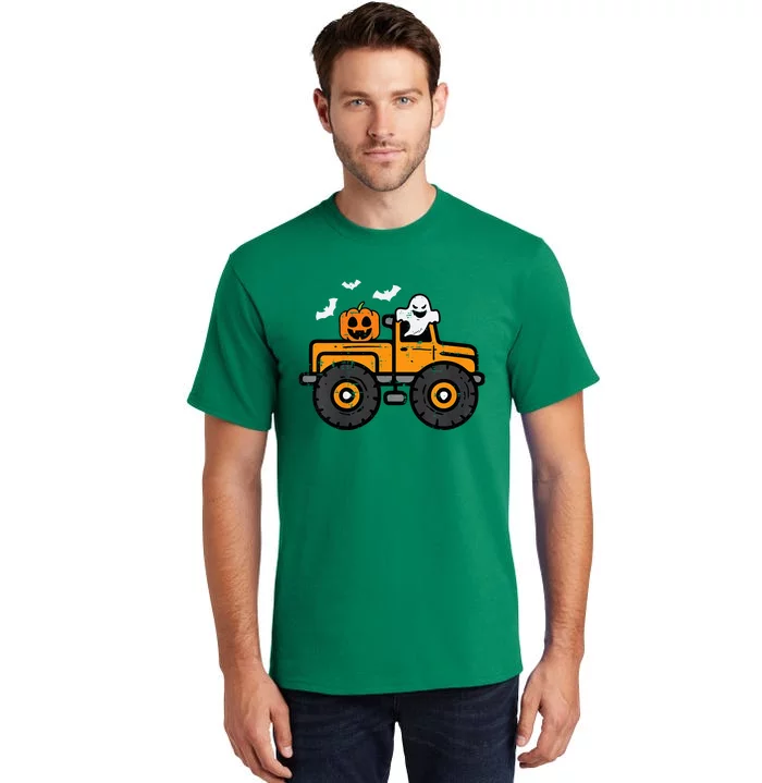 Monster Truck Ghost Pumpkin Halloween Costume Tall T-Shirt