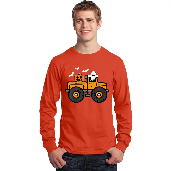 Monster Truck Ghost Pumpkin Halloween Costume Tall Long Sleeve T-Shirt