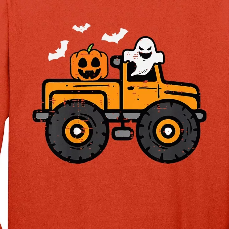 Monster Truck Ghost Pumpkin Halloween Costume Tall Long Sleeve T-Shirt