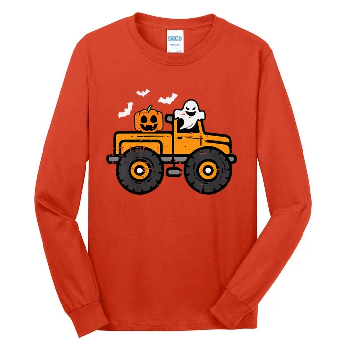 Monster Truck Ghost Pumpkin Halloween Costume Tall Long Sleeve T-Shirt