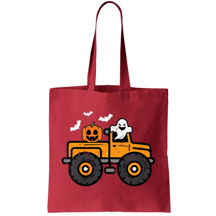 Monster Truck Ghost Pumpkin Halloween Costume Tote Bag