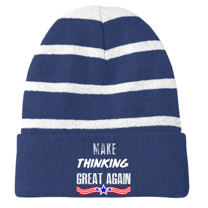 Make Thinking Great Again Striped Beanie with Solid Band