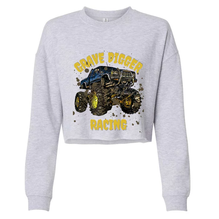 Monsters Truck Grave Diggers Off Roads 4 X 4 Racing Monsters Funny Gift Cropped Pullover Crew