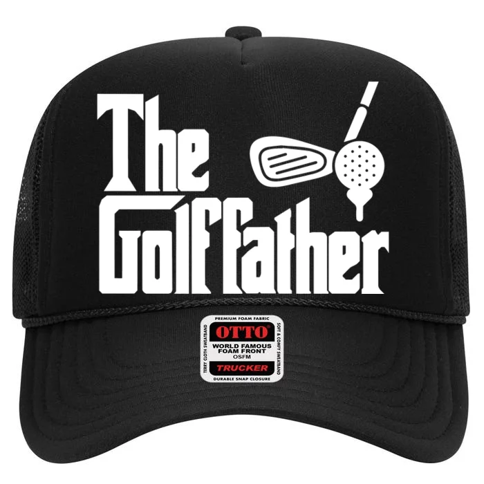 Men The Golffather Golf Father Funny Golfing Fathers Day High Crown Mesh Trucker Hat