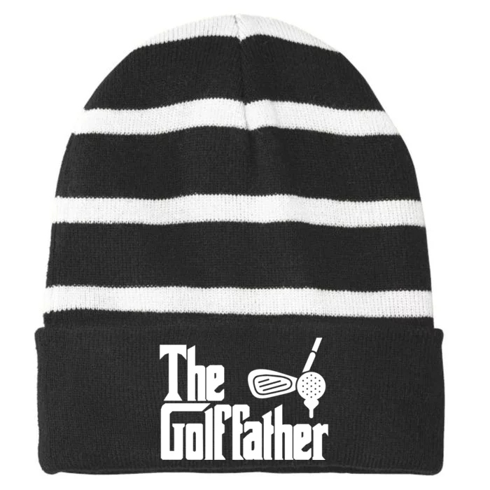 Men The Golffather Golf Father Funny Golfing Fathers Day Striped Beanie with Solid Band