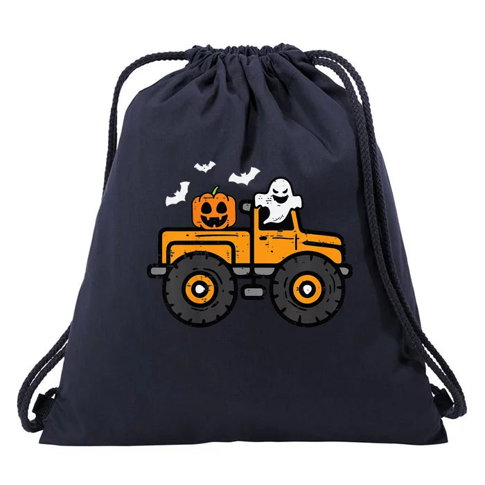 Monster Truck Ghost Pumpkin Halloween Costume Drawstring Bag