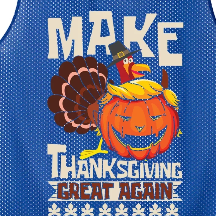 Make Thanksgiving Great Again Funny Turkey Trumpkin Usa Flag Gift Mesh Reversible Basketball Jersey Tank