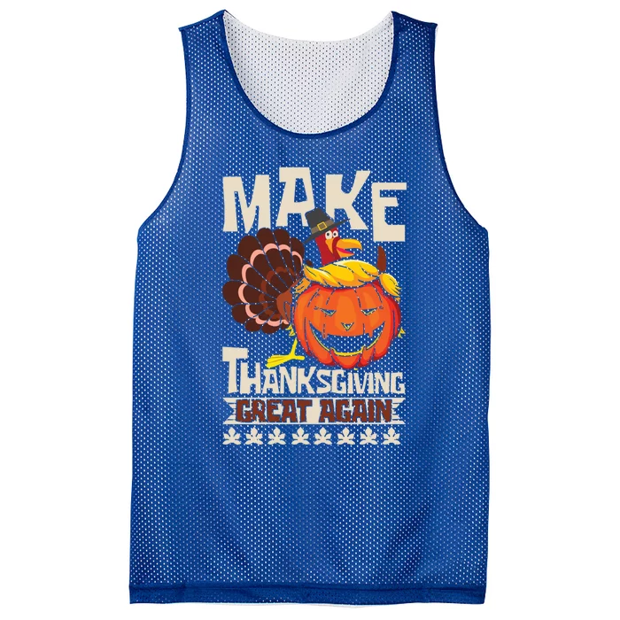 Make Thanksgiving Great Again Funny Turkey Trumpkin Usa Flag Gift Mesh Reversible Basketball Jersey Tank