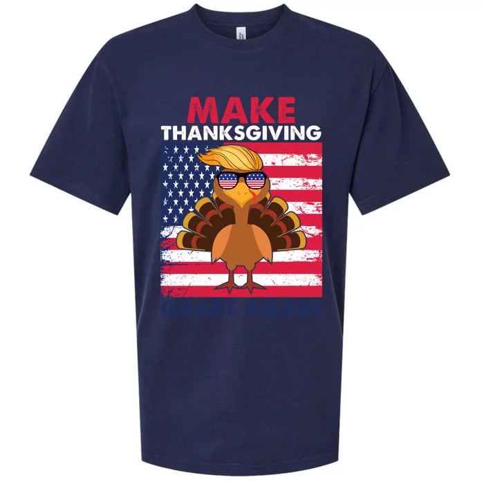 Make Thanksgiving Great Again Trump Vintage Flag Turkey 2024 Gift Sueded Cloud Jersey T-Shirt