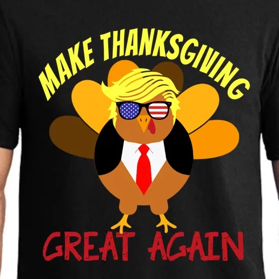 Make Thanksgiving Great Again Turkey Funny 2024 Usa Flag Gift Pajama Set