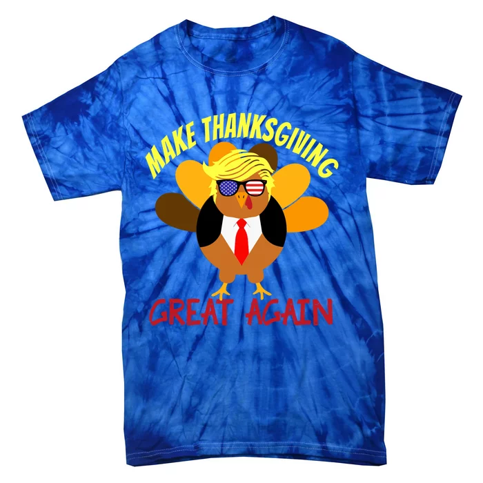 Make Thanksgiving Great Again Turkey Funny 2024 Usa Flag Gift Tie-Dye T-Shirt