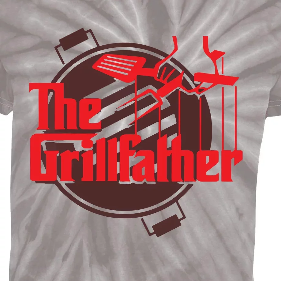 Men The Grillfather Funny Cool BBQ Grill Chef Gift Kids Tie-Dye T-Shirt