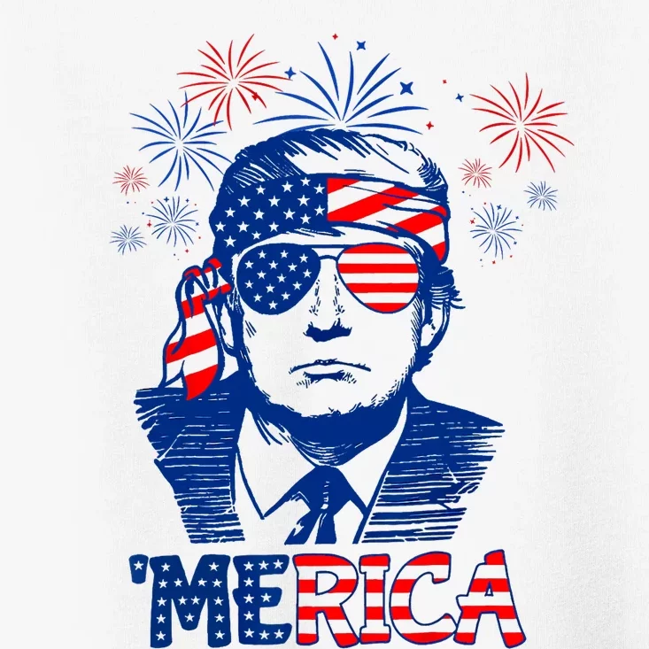 Merica Trump Happy 4th Of July Trump American Flag Toddler T-Shirt