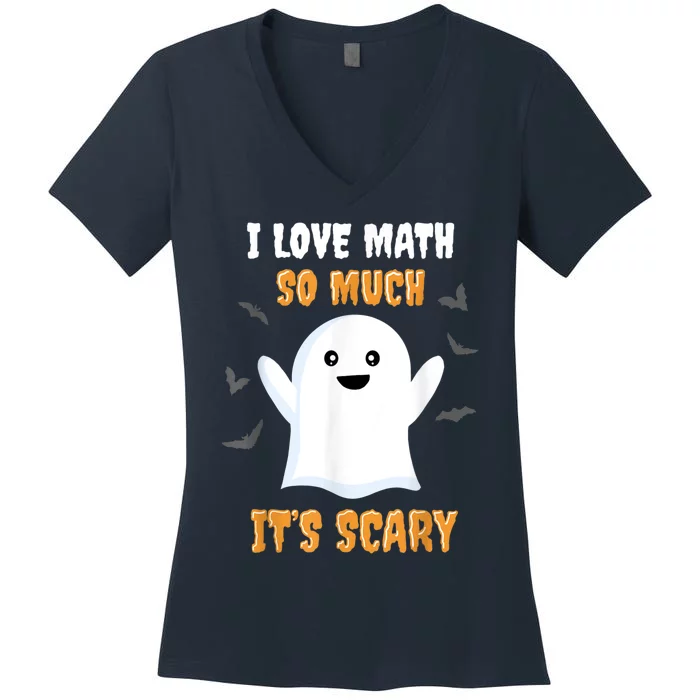 Math Teacher Halloween Funny Math Class School Mathematician Women's V-Neck T-Shirt