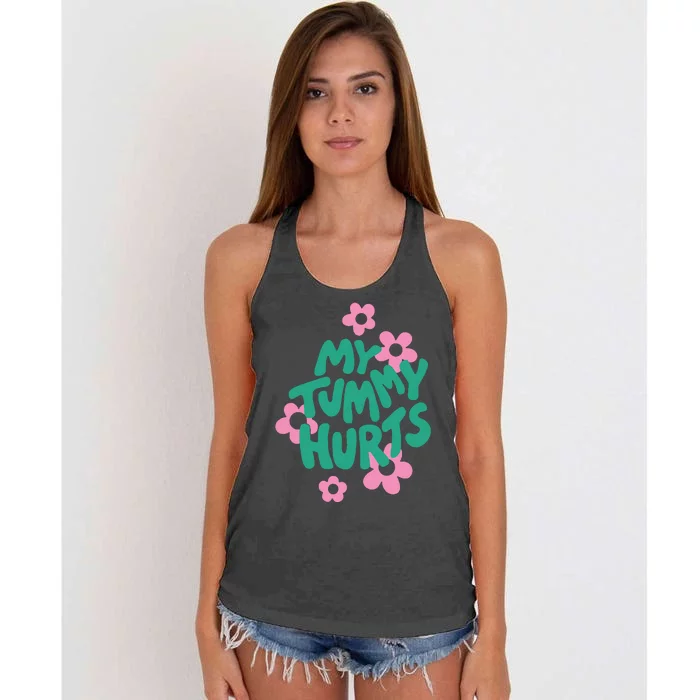 My Tummy Hurts Aesthetic Cute Flower Groovy Graphic Women's Knotted Racerback Tank