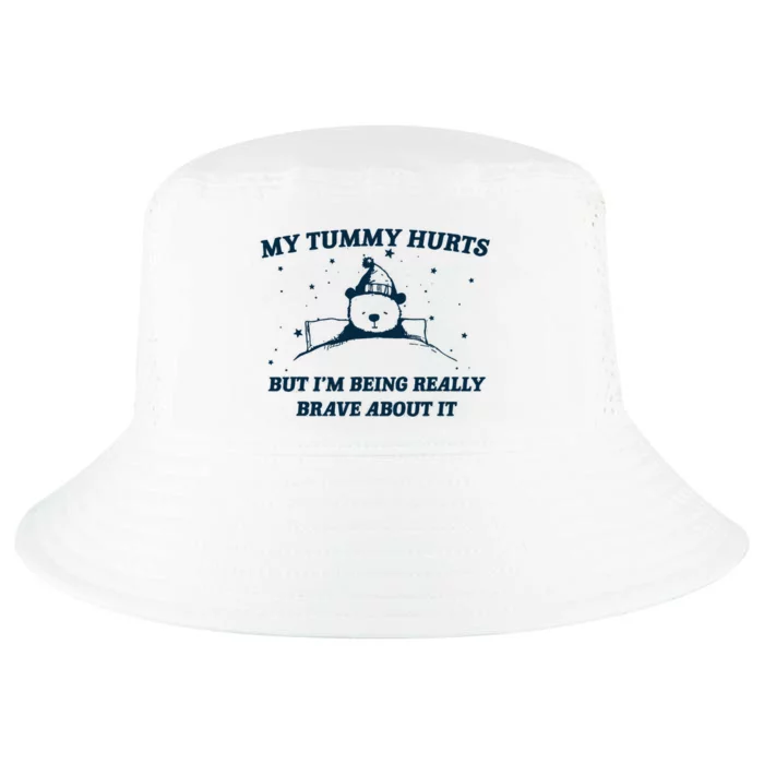 My Tummy Hurts Funny Bear Retro Cartoon Meme Cool Comfort Performance Bucket Hat