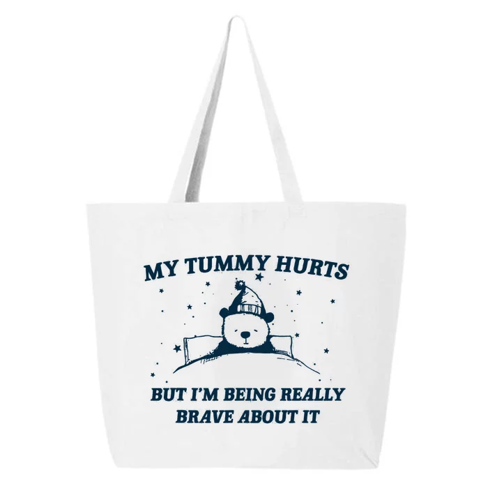 My Tummy Hurts Funny Bear Retro Cartoon Meme 25L Jumbo Tote