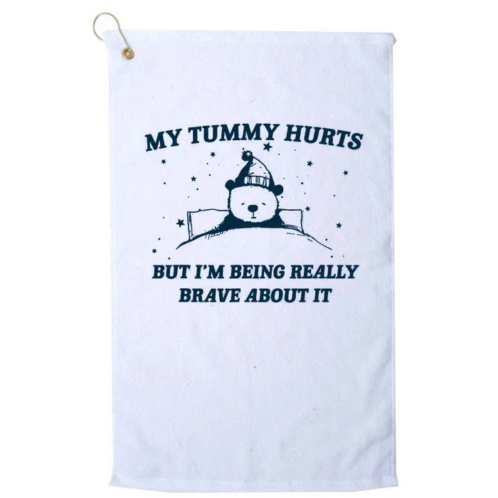 My Tummy Hurts Funny Bear Retro Cartoon Meme Platinum Collection Golf Towel