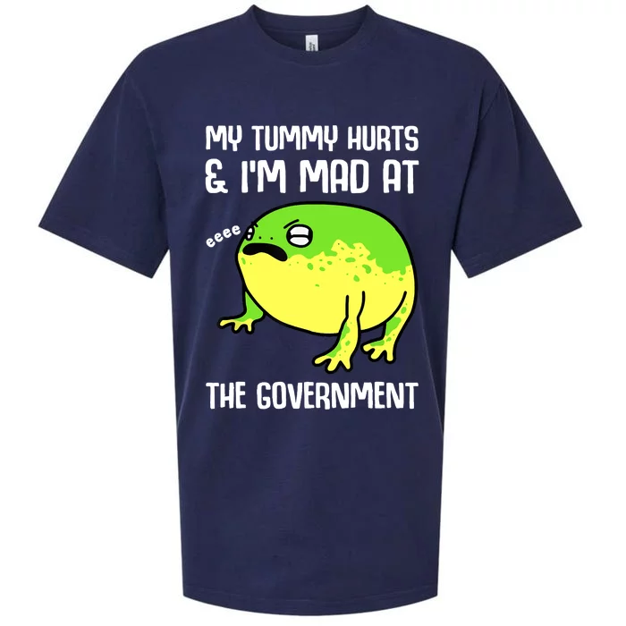 My Tummy Hurts And Im Mad At The Government Frog Sueded Cloud Jersey T-Shirt