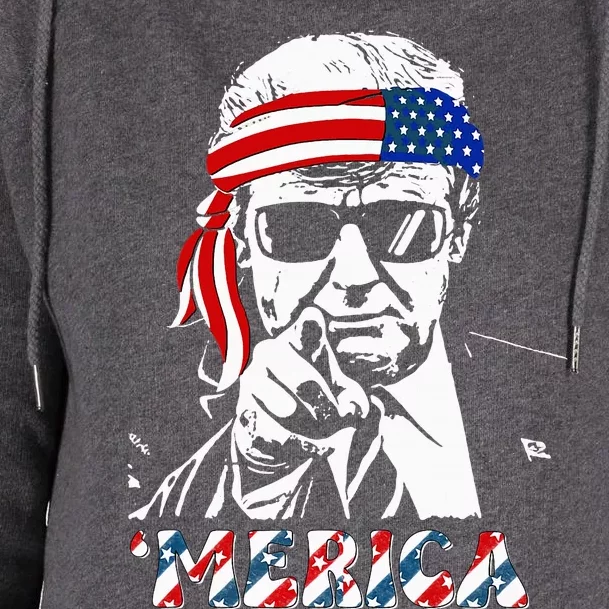 Merica Trump Happy 4th Of July Trump Womens Funnel Neck Pullover Hood