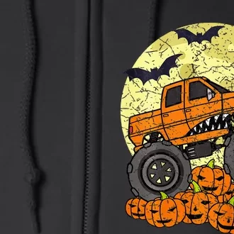 Monster Truck Halloween Jack O Lantern Moon Pumpkin Full Zip Hoodie