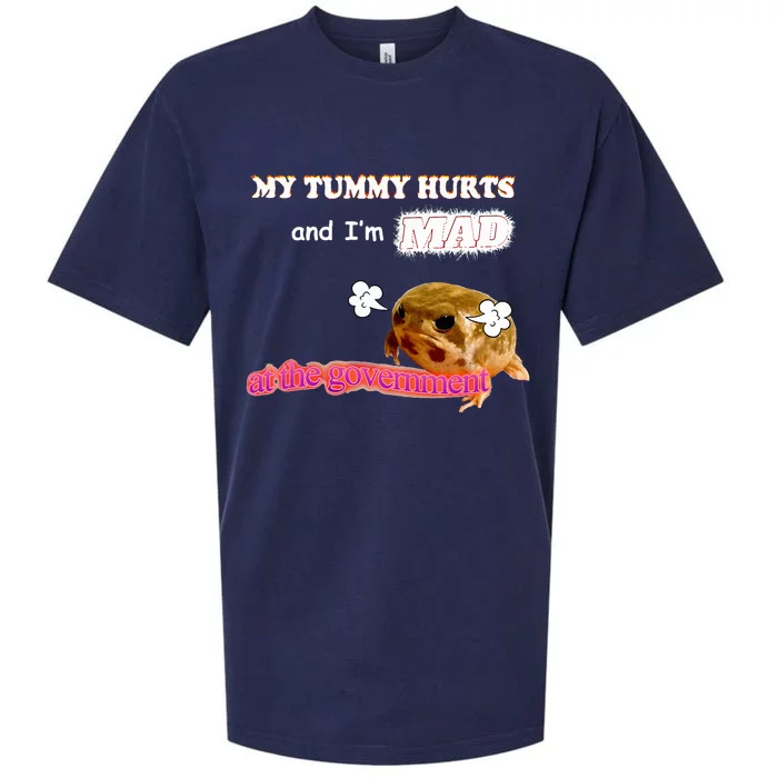 My Tummy Hurts And Im MAD At The Government Meme Sueded Cloud Jersey T-Shirt