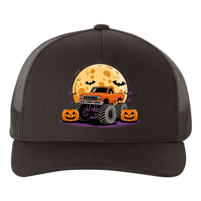 Monster Truck Halloween Jack O Lantern Moon Pumpkin Yupoong Adult 5-Panel Trucker Hat