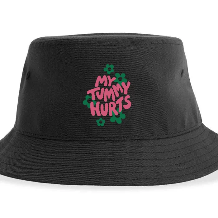 My Tummy Hurts Aesthetic Cute Flower Groovy Sustainable Bucket Hat