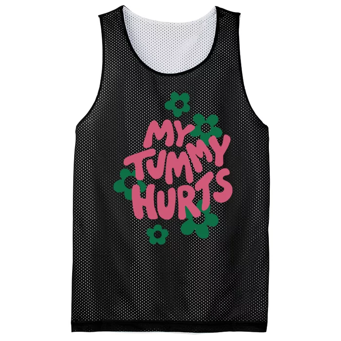 My Tummy Hurts Aesthetic Cute Flower Groovy Mesh Reversible Basketball Jersey Tank