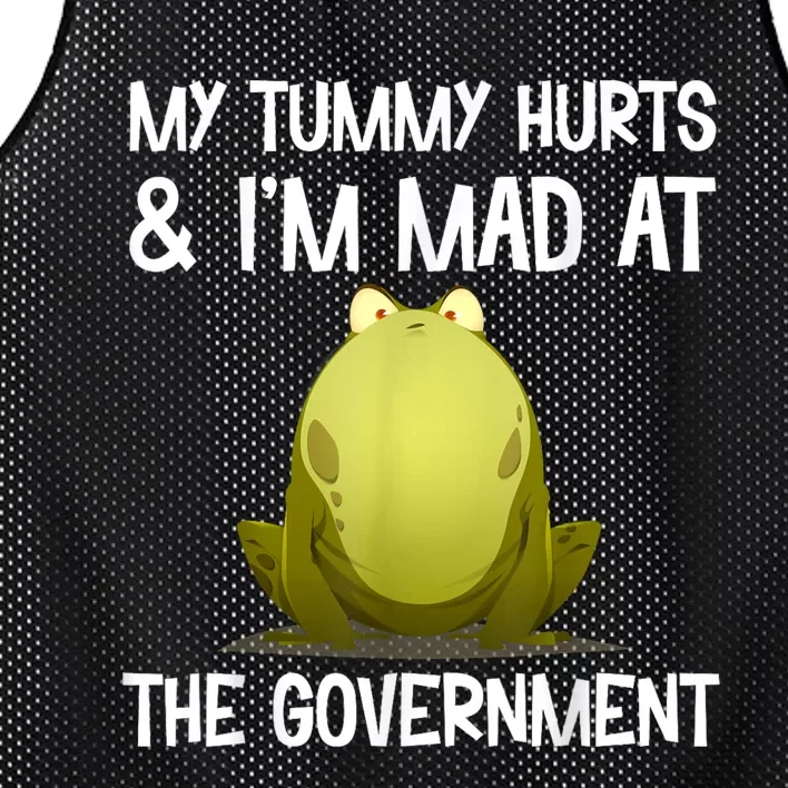 My Tummy Hurts And IM Mad At The Government Funny Frog Mesh Reversible Basketball Jersey Tank