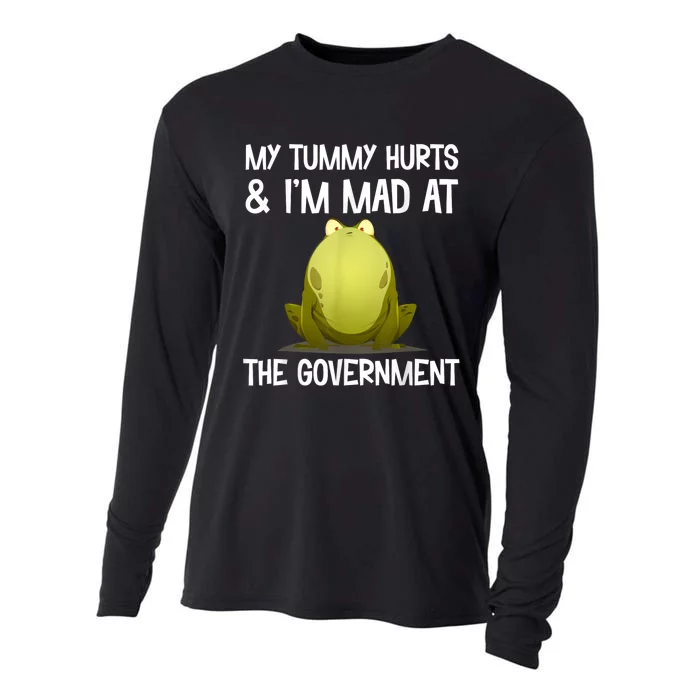 My Tummy Hurts And IM Mad At The Government Funny Frog Cooling Performance Long Sleeve Crew