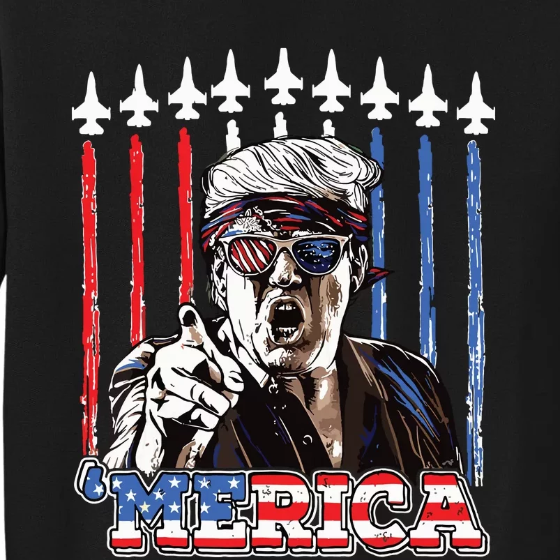 Merica Trump Happy 4th Of July Trump American Flag Sweatshirt